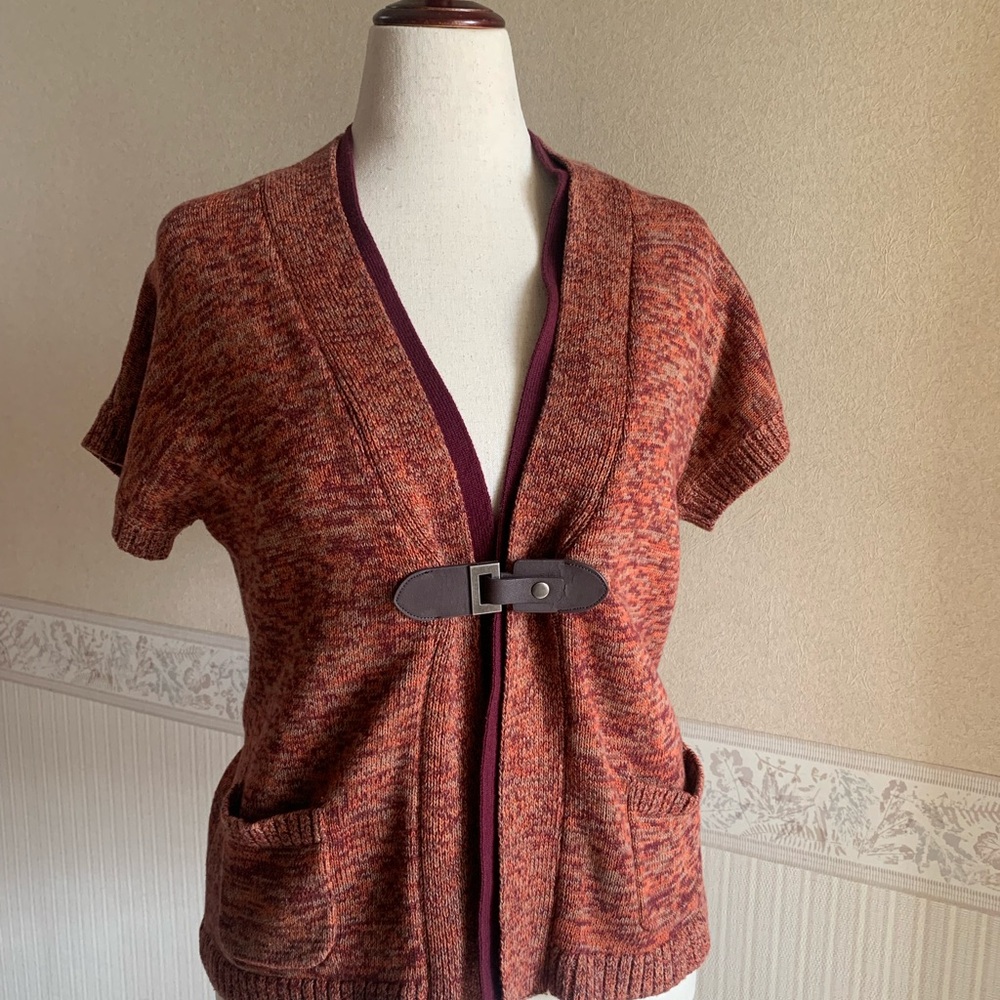 Christopher & Banks Rust Cardigan with Buckle. Size P/L. 100%‎ Cotton